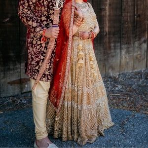 Heavy gold bridal lehenga